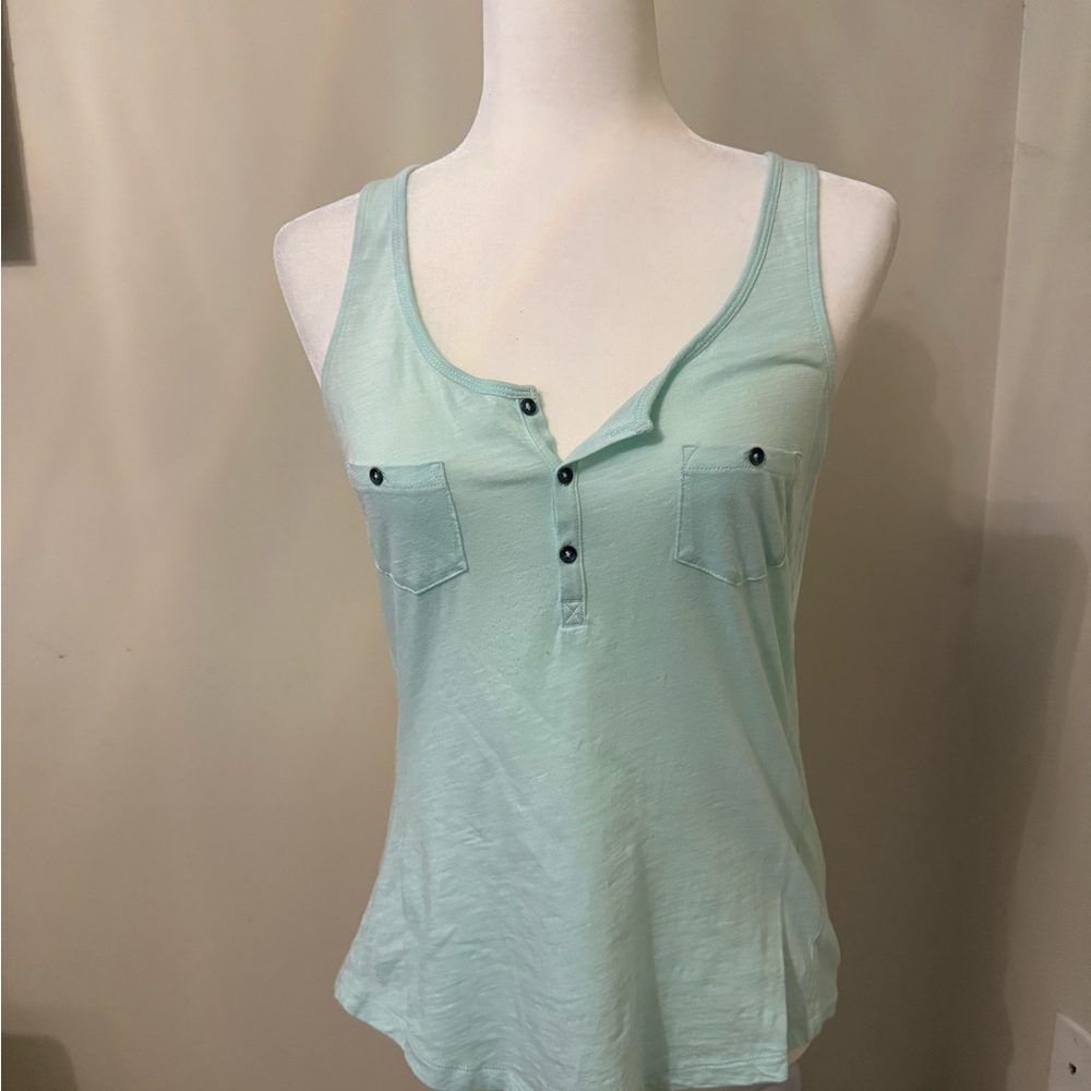 Express Mint Green Tank Top with Button Detail